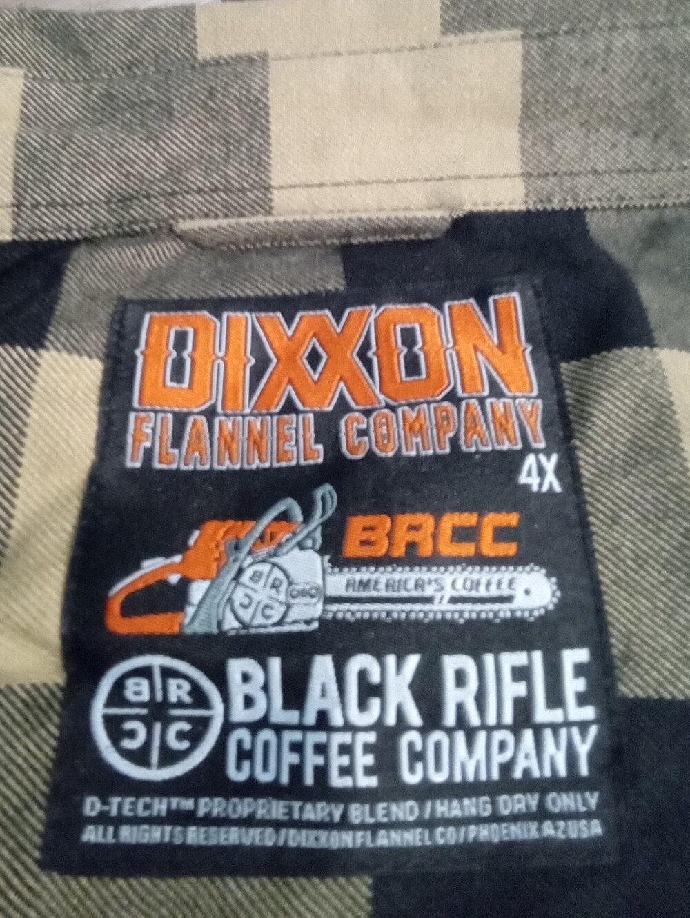 Dixxon Flannel Co Black Rifle Coffee Company "The Chainsaw" Men'sBigTall4X
